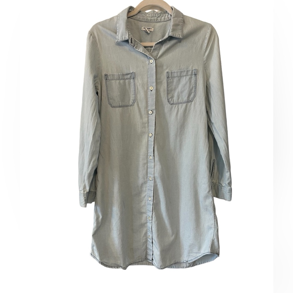 Denim Fall Dress. Button Down Long Sleeve Size Medium